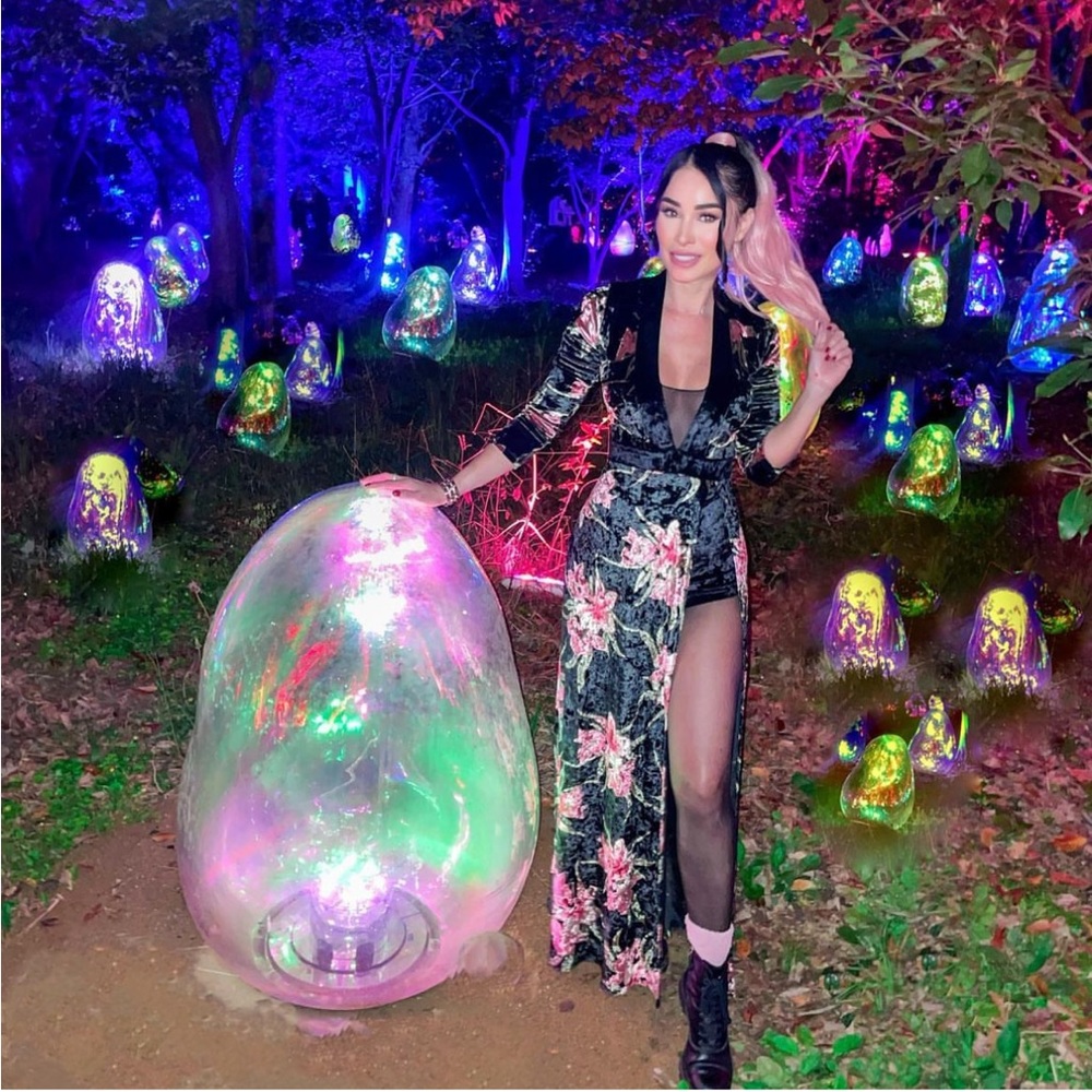 Romper dress black with pink floral long sleeve
